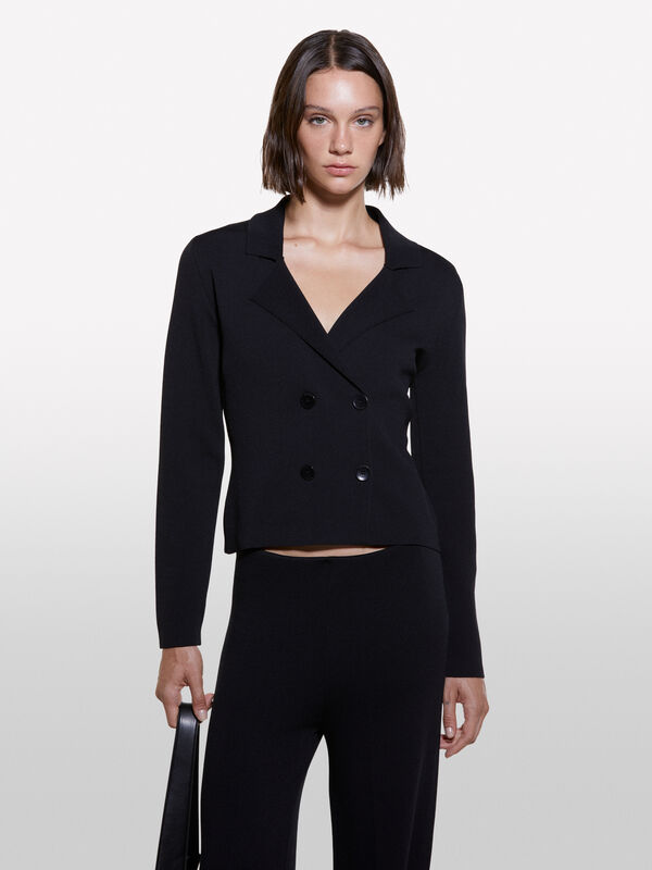 Schwarzer Blazer in Strick - blazer für damen | Sisley