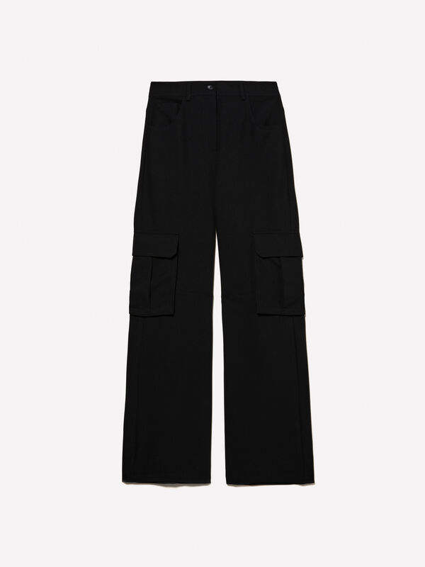 Schwarze Cargohose straight fit - regular hosen f&uuml;r damen | Sisley