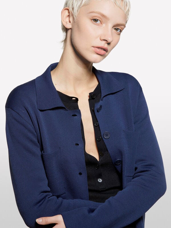 Marineblauer Strickblazer Marineblauer Strickblazer - blazer für herren | Sisley