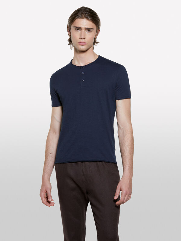 Blaues Serafino-T-Shirt - kurzärmeliges t-shirt für herren | Sisley
