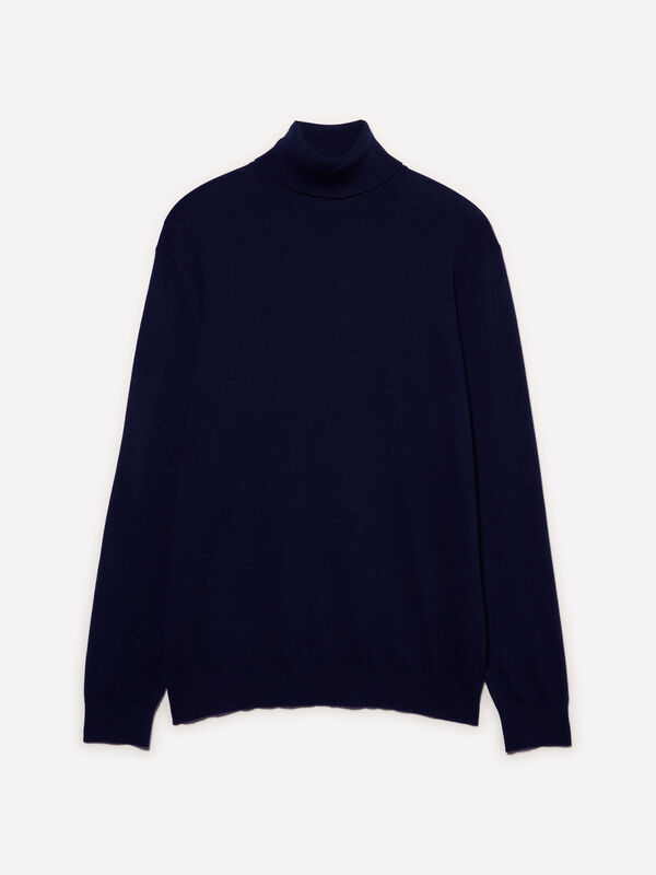 Dunkelblauer Pullover mit hohem Kragen Dunkelblauer Pullover mit hohem Kragen - pullover hoher kragen für herren | Sisley