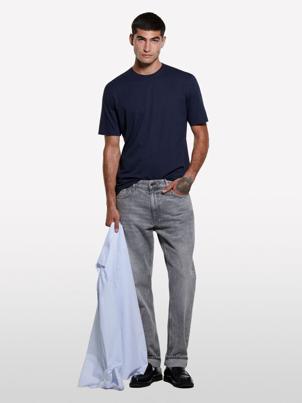 Regular-Fit Kurzarm-T-Shirt in Dunkelblau - kurzärmeliges t-shirt für herren | Sisley