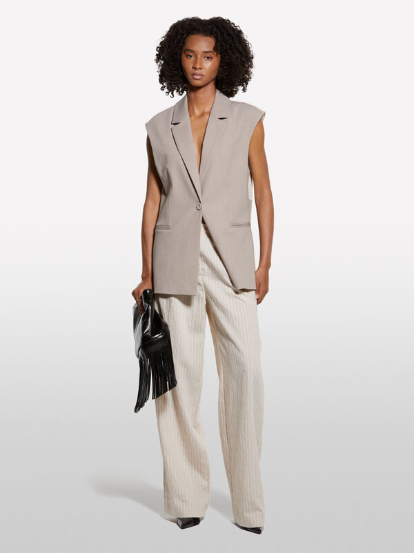 Cremeweiß gestreifte Hose - palazzo hosen für damen | Sisley