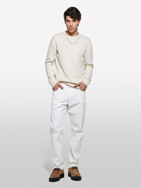 Pullover mit Rundhalsausschnitt in Beige Pullover mit Rundhalsausschnitt in Beige - rundhalspullover für herren | Sisley