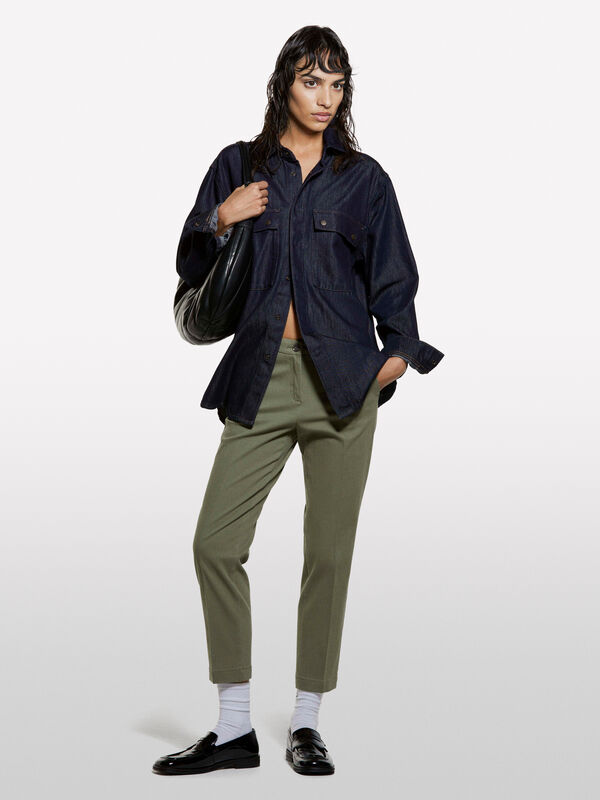 Dunkelgrüne Zigaretten-Chinos - skinny hosen für damen | Sisley
