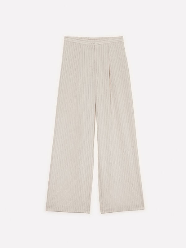 Cremeweiß gestreifte Hose Cremeweiß gestreifte Hose - palazzo hosen für damen | Sisley