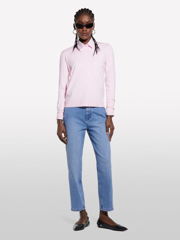 Rosa Pullover mit Rundhalsausschnitt  - rundhalspullover für damen | Sisley