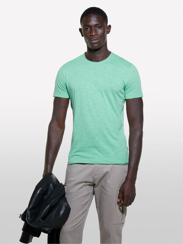 T-Shirt mit nicht gesäumten Rand - kurzärmeliges t-shirt für herren | Sisley