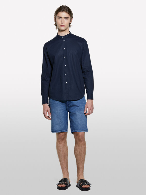 Dunkelblaues Mandarinenhemd Dunkelblaues Mandarinenhemd - regular hemden für herren | Sisley