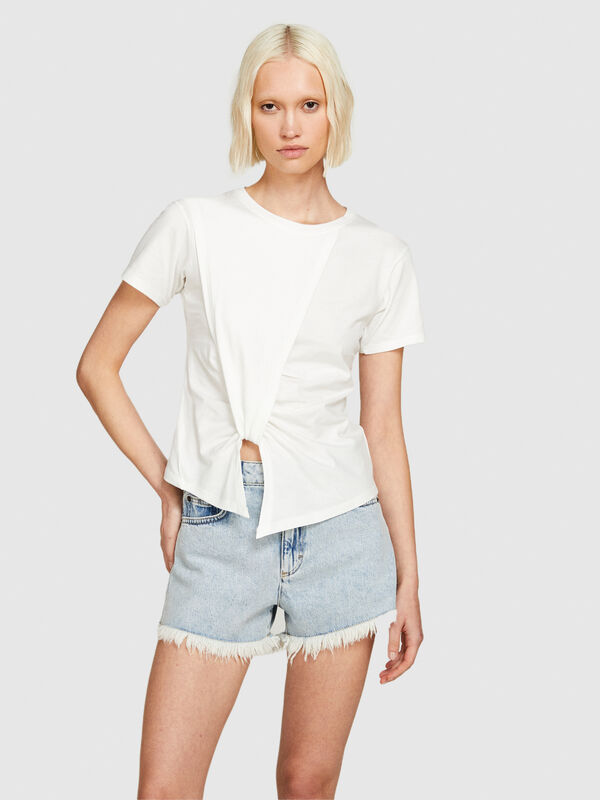 T-Shirt mit Knoten - kurzärmeliges t-shirt für damen | Sisley