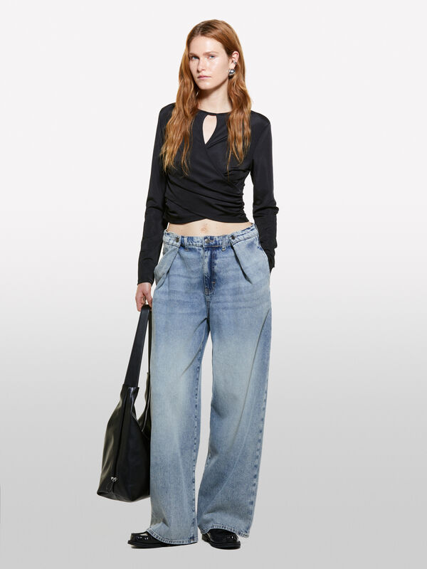 Blaue Jeans wide leg mit Falten - palazzo jeans für damen | Sisley